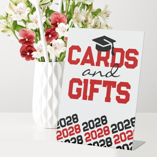 Signe De Table Cartes rouges et noires et cadeaux Tableau de grad