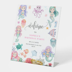 Signe De Table Carton d'invitation d'anniversaire sirène, Sirène