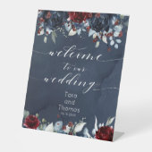 Signe De Table Cascading Peony Bourgogne Marine Bienvenue Au Mari (Recto)