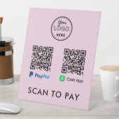 Signe De Table CashApp Paypal QR Code Scan to Pay Logo Rose (In SItu)
