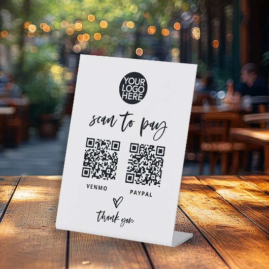 Signe De Table Casual Script | Deux façons de payer le code QR sc