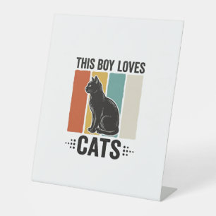 Signe De Table Ce garçon aime les chats Design Rétro pour amateur