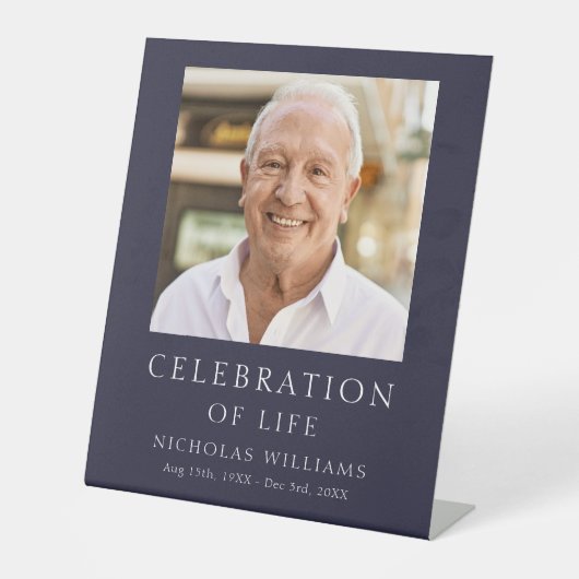 Signe De Table Célébration classique de la vie Photo Funérailles (Recto)