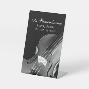 Signe De Table Célébration de la vie du musicien violon noir blan
