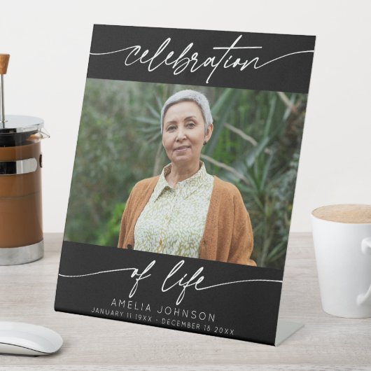 Signe De Table Célébration de la vie Script moderne Photo Funérai (In SItu)