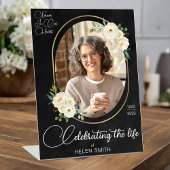 Signe De Table Celebration of Life - Funeral Floral Photo Black