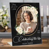 Signe De Table Celebration of Life - Funeral Floral Photo Black