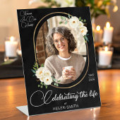 Signe De Table Celebration of Life - Funeral Floral Photo Black