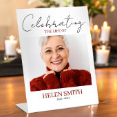 Signe De Table Celebration of Life Minimal Memorial Funeral Photo