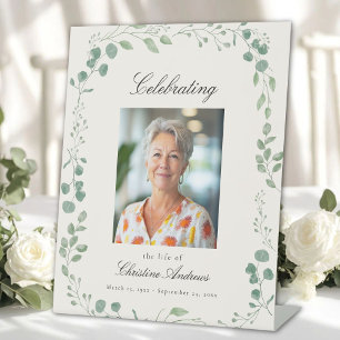 Signe De Table "Célébrer la vie de" Photo Funeral Memorial