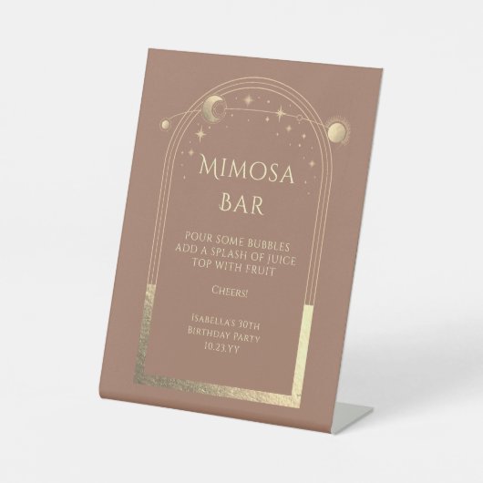 Signe De Table Céleste Mocha Gold Mimosa Bar Sun Moon Stars (Recto)
