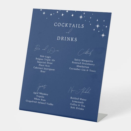 Signe De Table Celestial Elegant Navy Blue Wedding Drinks Bar (Recto)