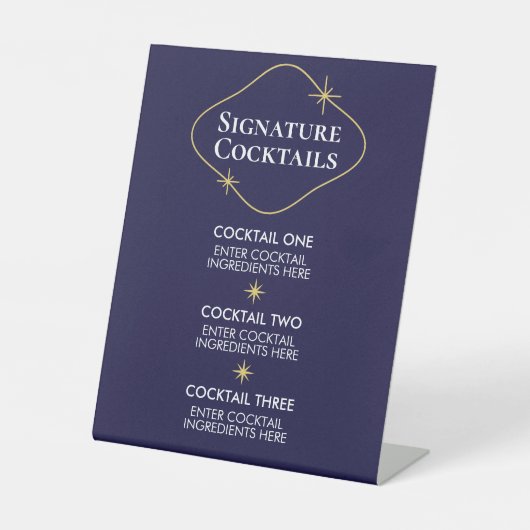 Signe De Table Celestial Minimalist Wedding Cocktails Sign (Recto)