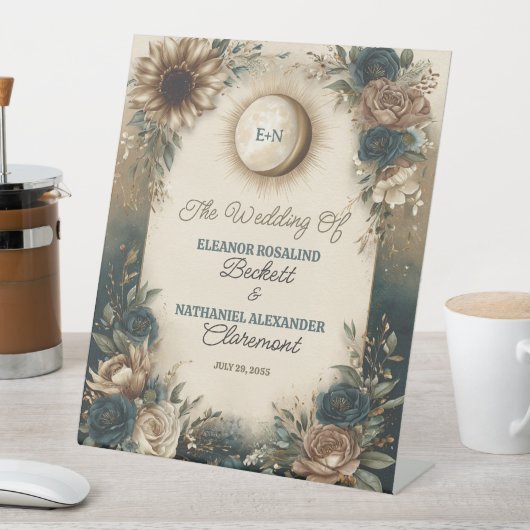 Signe De Table Celestial Sun Moon Boho Floral Rustic Wedding (In SItu)