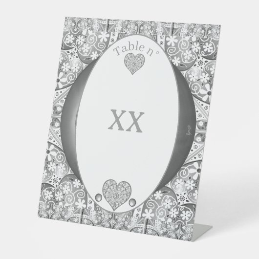 Signe De Table Céramique gris dentelle (Recto)