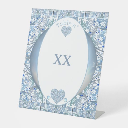 Signe De Table Céramique Lace Bleu clair (Recto)