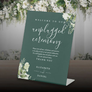 Signe De Table Cérémonie de Fleurs de Verdure Émeraude sans Télép