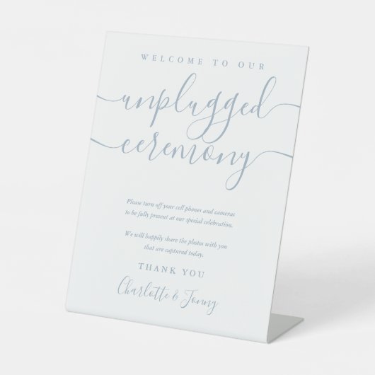 Signe De Table Cérémonie non branchée Dusty Blue Signature Script (Recto)