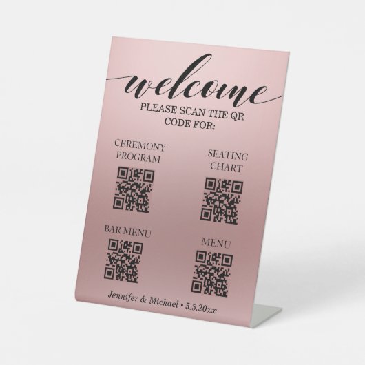 Signe De Table cérémonie rose|tableau des sièges|menu barre|code  (Recto)