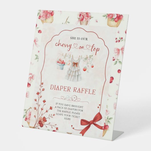 Signe De Table Cerise de Bow rose sur le chapeau supérieur (Recto)