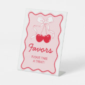 Signe De Table Cerisier Bow Rose Rouge En Haut Faveur (Recto)