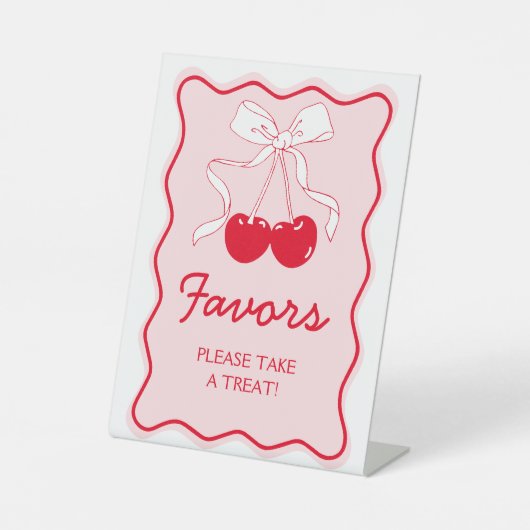 Signe De Table Cerisier Bow Rose Rouge En Haut Faveur (Recto)
