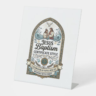 Signe De Table Certificat de baptême de Jésus Style Certificat de