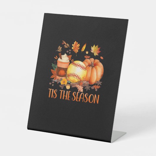 Signe De Table C'Est La Saison Citrouille Leaf Latte Fall Softbal (Recto)