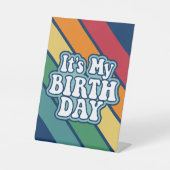 Signe De Table C'est mon anniversaire - Happy Stripe Rainbow Colo (Recto)