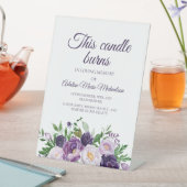 Signe De Table Cette bougie brûle Fleur Mariage Violet prune (In SItu)