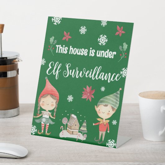 Signe De Table Cette Maison est sous surveillance elf Noël (In SItu)