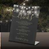 Signe De Table Chaîne Lights Mariage Noir Et Or Menu Boissons