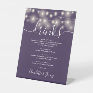 Signe De Table Chaîne Lights Purple Mariage Boissons Menu