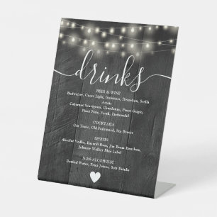 Signe De Table Chaîne Lights Rustic Black Barn Boissons Menu
