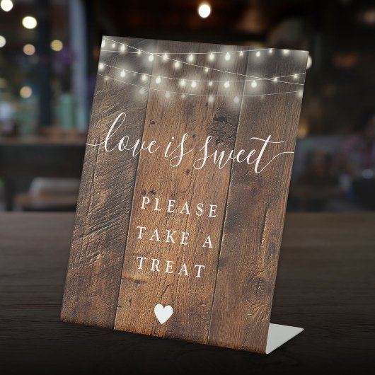 Signe De Table Chaîne Lights Rustic Wood Love Is Sweet Faveur