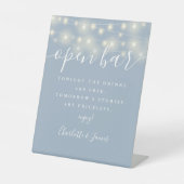 Signe De Table Chaîne Lumières Dusty Blue Signature Script Ouvrir (Recto)