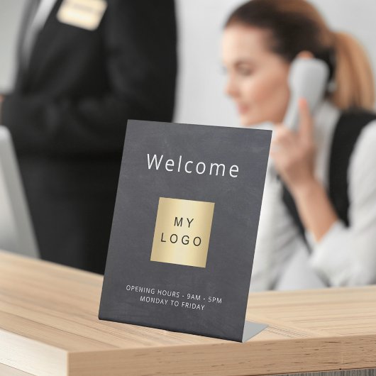 Signe De Table Chalboard gris logo entreprise ouvert fermé