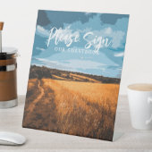 Signe De Table Champ Rural Doré d'Été Ensoleillé Rustique (In SItu)