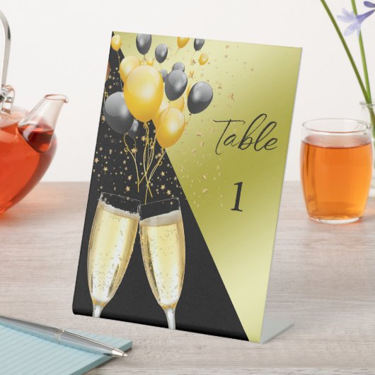Signe De Table Champagne & Ballons 40e Anniversaire Numéro de tab (In SItu)
