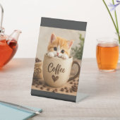 Signe De Table Charme de chaton dans une tasse de café (In SItu)
