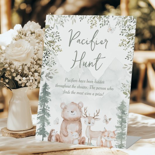 Signe De Table Chasse au Baby shower des animaux des bois