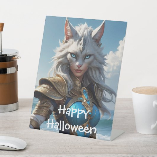 Signe De Table Chat à oeil bleu (In SItu)