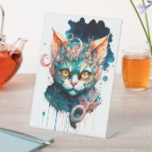 Signe De Table Chat aquarelle en style steampunk (In SItu)