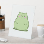 Signe De Table Chat Chubby Matcha Vert (In SItu)
