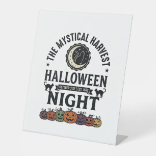 Signe De Table Chat d'Halloween Chats noirs Citrouilles Vintage D