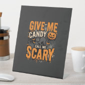 Signe De Table Chat effrayant Halloween donne-moi des bonbons (In SItu)