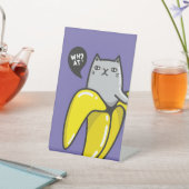 Signe De Table Chat en banane (In SItu)