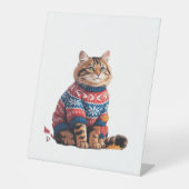 Signe De Table Chat Leaf Automne Bonjour Automne Funny Chat Kitte (Recto)