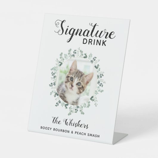 Signe De Table Chat Mariage Signature Boire Photo Bar Cocktail (Recto)