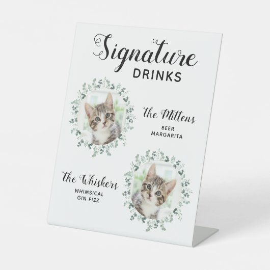 Signe De Table Chat Mariage Signature Boissons Personnalisé 2 Pho (Recto)